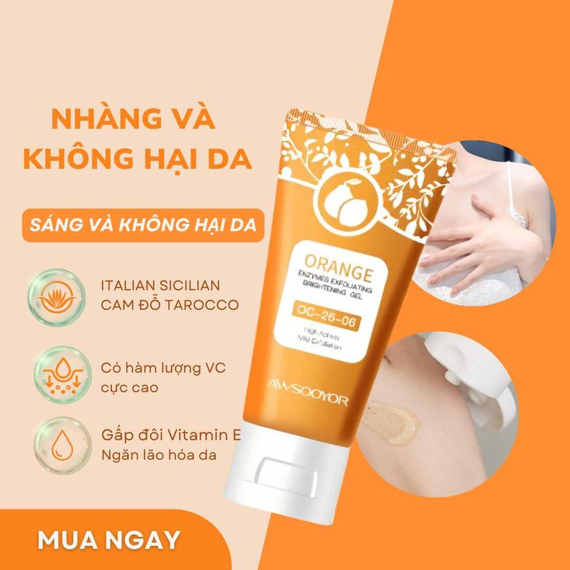 2PCS 49.000₫ AWSOOYOR ORANGE EXFOLIATING GEL 50g Tẩy Tế Bào Chết Da Mặt Skincare GEL TẨY TẾ BÀO CHẾT TÁC ĐỘNG CAM ENZYMES