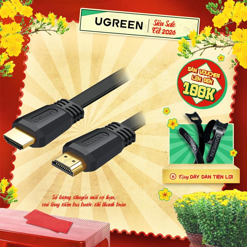 Cáp HDMI 2.0 UGREEN ED015 Hỗ trợ độ phân giải 3D 4K*2K Tương thích nhiều thiết bị | Bảo hành 18 tháng 1 đổi 1 Hỗ trợ âm thanh Nghe Nhạc Phụ Kiện