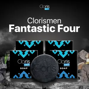 Clorismen Fantastic Four 4pcs (40GR) – Sabun Pria Wajah & Badan | Charcoal, Propolis & Coconut Oil | Atasi Jerawat Wajah & Punggung, Hilangkan Bau Badan, Cerahkan & Melembapkan Kulit