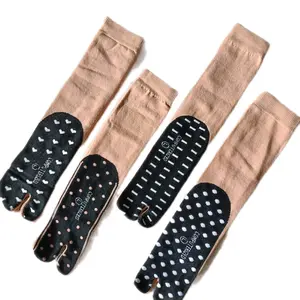 12 pasang kaos kaki jari wanita dewasa, cream polos, motif telapak,panjang sebetis, katun tebal dan lembut Muslim