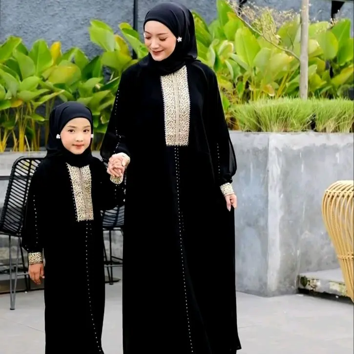 Gamis Abaya EYLUL Ibu Atau Anak Hitam Bordir Busui Dress maxi wanita muslimah lebaran murah elegant remaja kekinian lokal 7