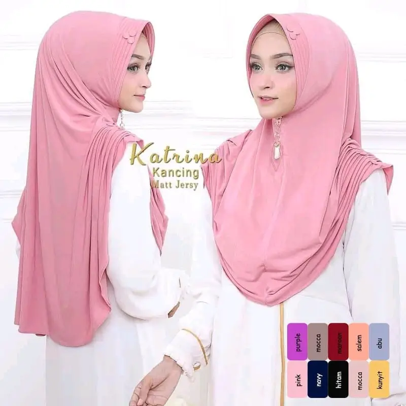 KATRINA BERGO KANCING JERSY CANTIK | HIJAB INSTAN | JILBAB BERGO INSTAN Pad Hitam 3