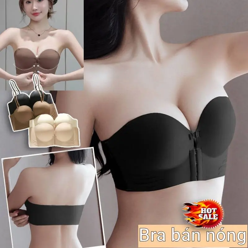 【Mua một tặng một】Đồ Lót Không Dây, Dành Cho Nữ, Chống Trượt, Hỗ Trợ Hàng Đầu, Chống Lóa, Áo Ngực Nút Phía Trước Women Bra Voan 0