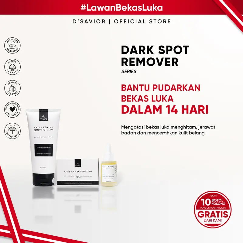 D'SAVIOR Dark Spot Remover (Brightening Body Serum 150ML + Body Oil + Arabican Scrub Soap) 0