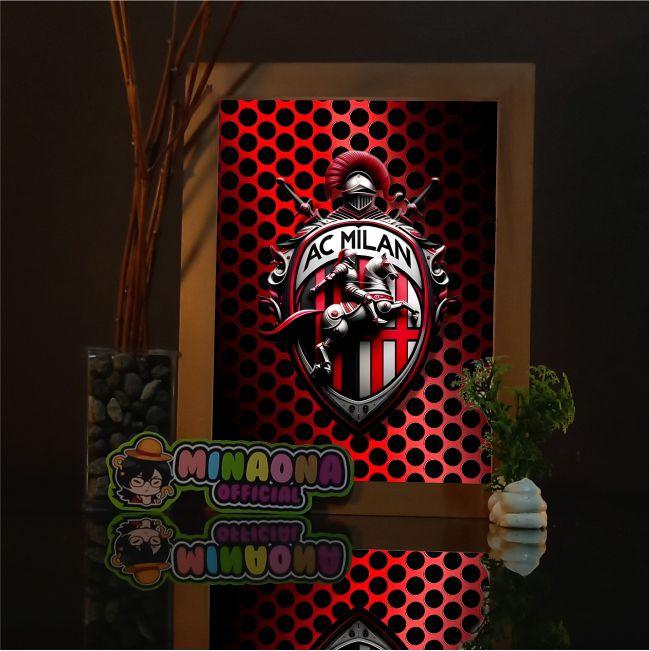 LAMPU HIAS BOX 3D - Hiasan Meja Minimalis 3D dengan Bingkai Kayu Motif Natural dan Kaca Akrilik Tebal 2mm, Full Set untuk Dekorasi Meja, Dinding, atau Lampu Tidur EDISI REAL MADRID, BARCELONA, MANCHESTER UNITED, LIVERPOOL childhood floating moon Merah 7