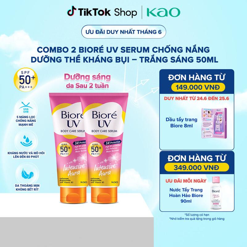 Combo 2 Serum Chống Nắng Dưỡng Thể Kháng Bụi - Trắng Sáng Mịn Màng Biore 50ml. kem chống nắng body  biore