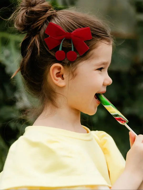 Cute Cherry Decor Hair Bows, Velvet Bowknot Hair Clips, Fashionable Hair Accessories for Girls, Minimalist Headwear Suitable for Thick Hair 8