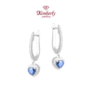 Anting Berlian Love Batu Blue Sapphire KER1046755 - Kimberly Jewellery