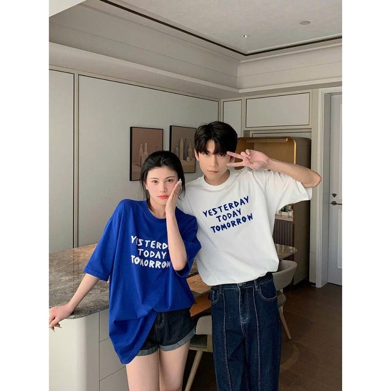 Áo Thun Nam Cổ Tròn Cotton Tay Lỡ Xanh Đậm TOGETHER NHÀ KEN
