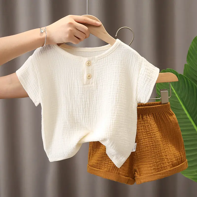 Bộ Đồ Trẻ Em Bé, Phong Cách Nhật Bản Và Hàn Quốc Đơn Giản Mùa Hè, Sợi Bông, Nhẹ Và Thoáng Khí, Thích Hợp Cho Bé Trai Và Bé Gái, Bộ 2 Món, Quần Áo Trẻ Em, Dáng Rộng Rãi, Phong Cách INS