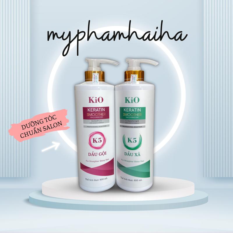 Cặp Dầu Gội Xả KiO K5 Dưỡng Tóc Chuẩn Salon Mềm Mượt Thơm Lâu Phục Hồi Tóc Hư Tổn Giảm Gàu Ngứa Kích Thích Mọc Tóc Chính Hãng 800ml×2