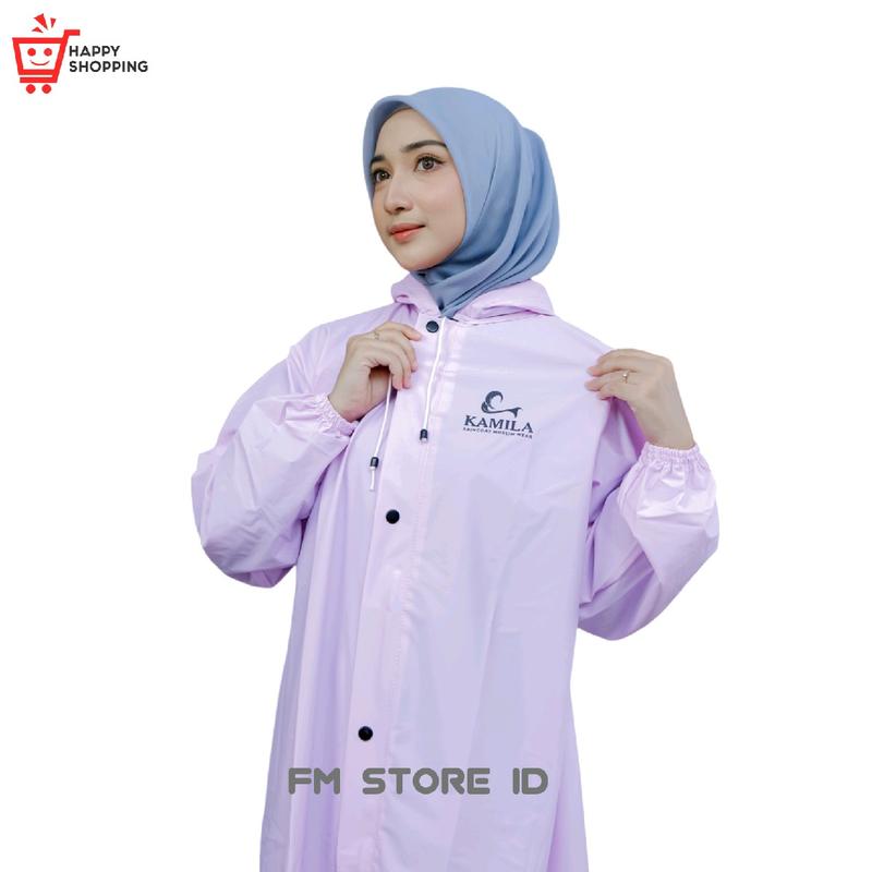 (KAMILA) jas hujan gamis muslimah bahan pvc 0,25 anti rembes best quality pink 4