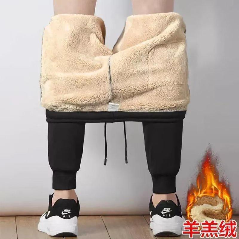 M-5XL dành cho nam giới, quần legging nhung đen dày, quần giữ nhiệt lông cừu có lót lông, cộng với kích thước, mùa đông