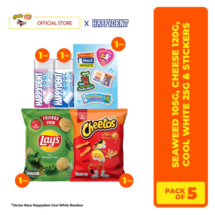 Gambar [4 in 1] Happydent Cool White x Lay's x Cheetos Bundle Snack Isi 4 - Bonus Sticker dari Lay's, Cheetos & Doritos Store Kab. Tangerang Tokopedia