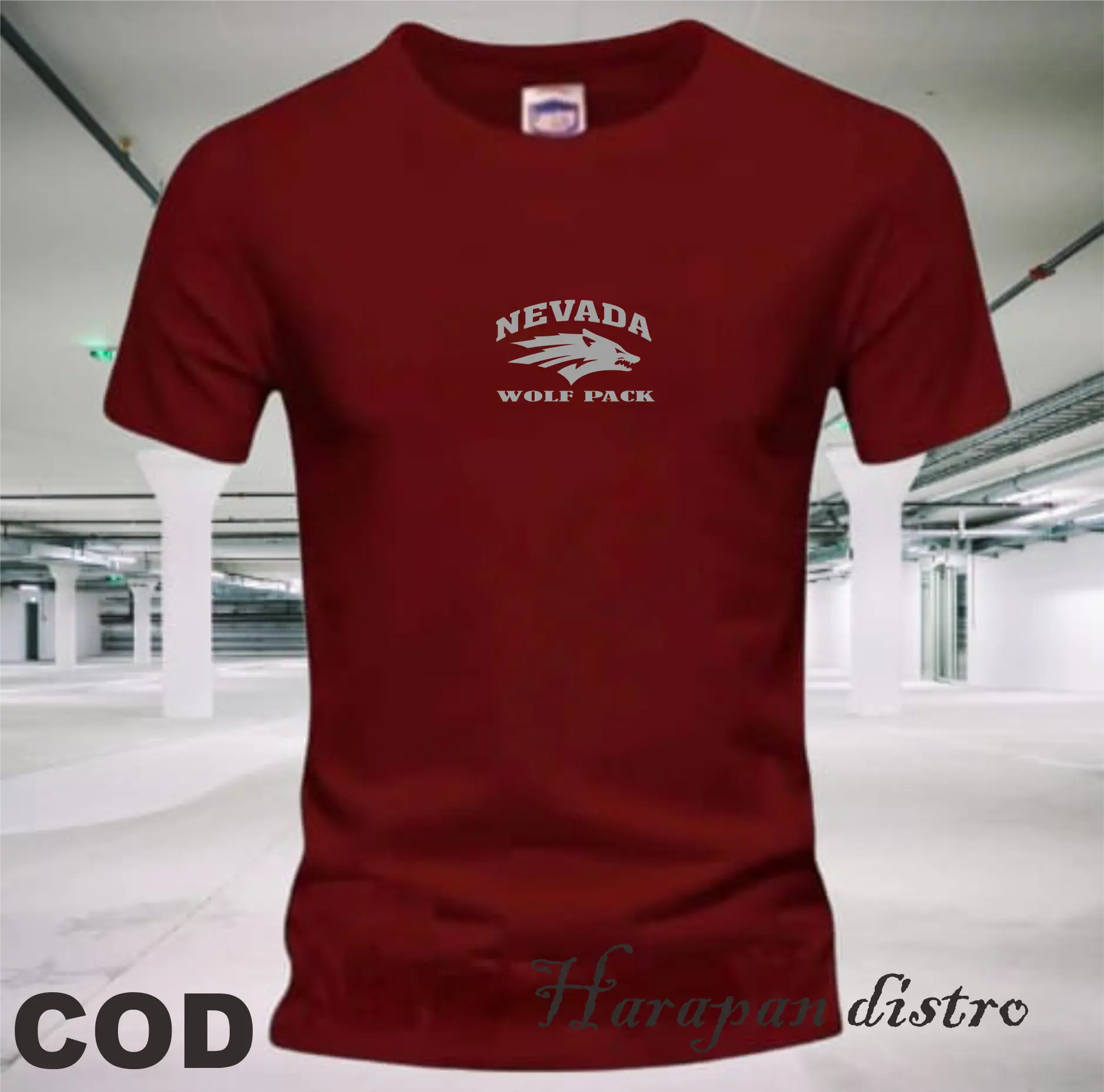 PROMO COD ( BAHAN TEBAL )  Kaos Distro 100% COTTON pria I Wanita Tetap oke Lengan Pendek Nev4da tex Grey Premium