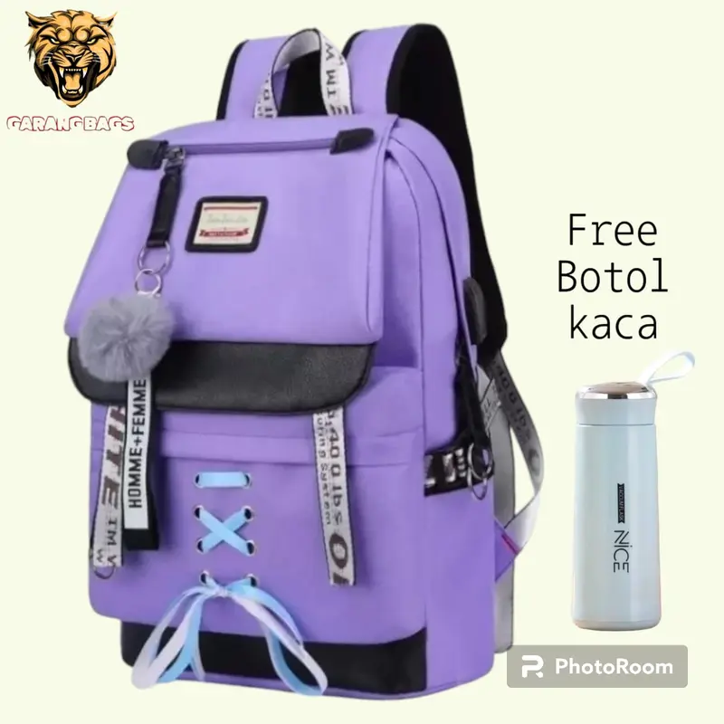 Hamid Bags [ FREE BOTOL ]Tas polos hitam / Tas viral tik tok 2024 / Tas ransel sekolah perempuan sd smp sma / Tas kuliah wanita / Tas anak cewek / Tas anak wanita sd smp / Backpack sekolah korean style/ Tas fashion anak perempuan /Tas anak kekinian viral 1