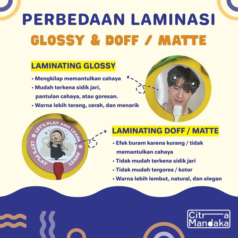 Kipas Tangan Manual Bulat Custom 2 Sisi Souvenir Promosi Undangan Ulang Tahun Anak HandFan Concert KPOP 2