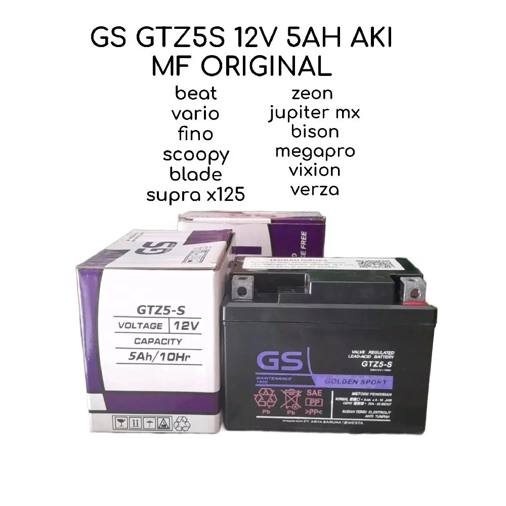 GS GTZ5-S 12V 5AH MF Aki motor beat vario 110 verza revo supra X125 X- Rider mio gt mio j spacy blade fino scoopy Motorcycle