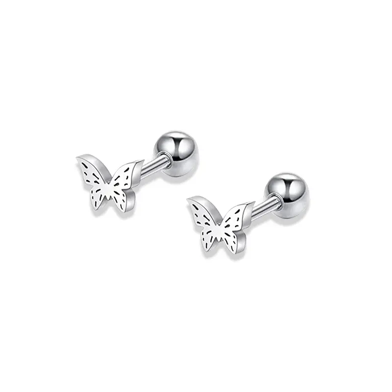 925 Sterling Silver Small Butterfly Stud Earrings Birthday Gift for Women Girls