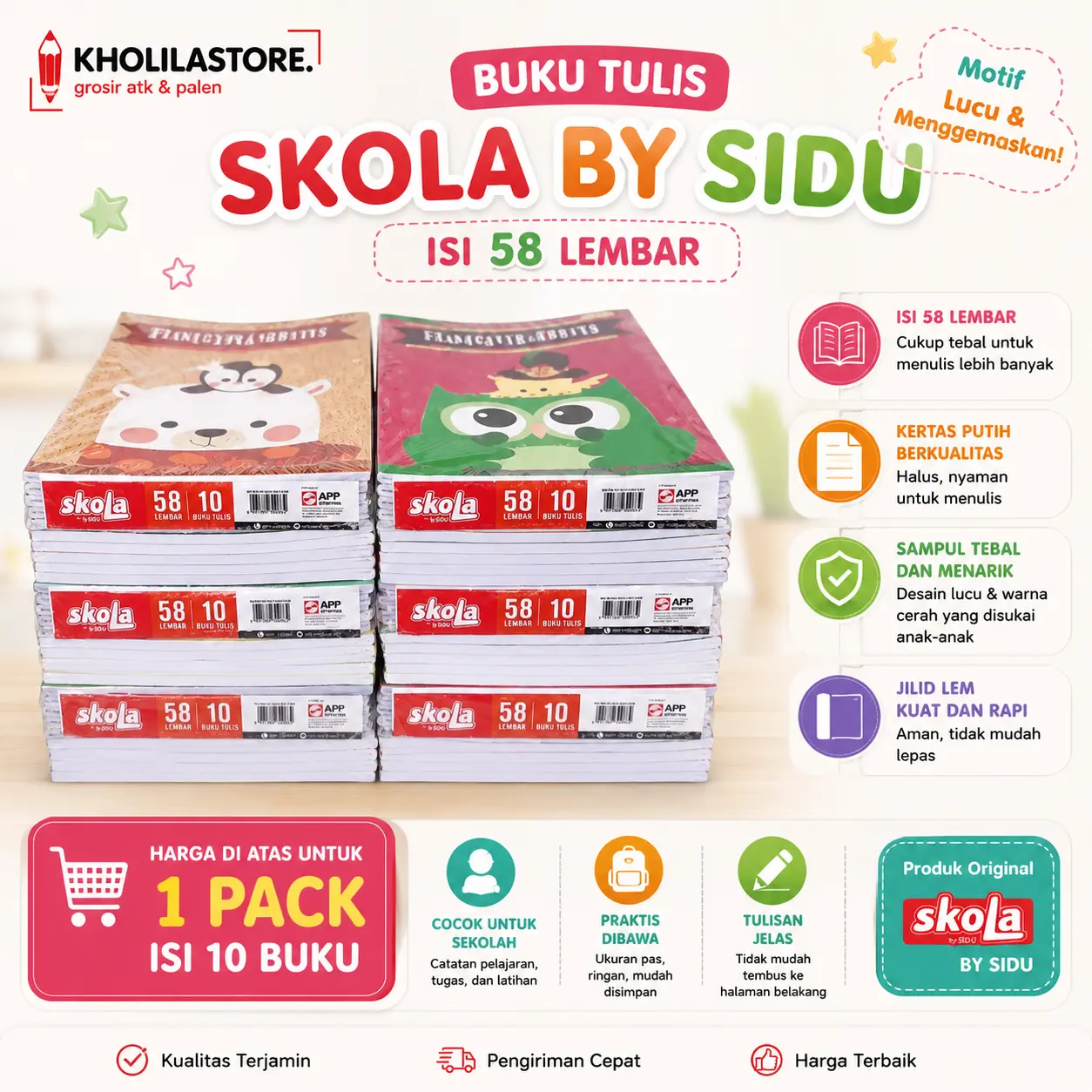 Buku Tulis Skola by SIDU 58 Lembar 1 Pack Isi 10 Buku Tulis Sekolah Original