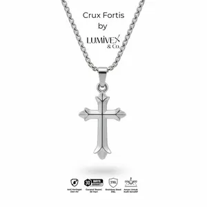 Kalung Salib Titanium Stainless Steel Pria Wanita Lumivex Anti Karat - Crux Fortis