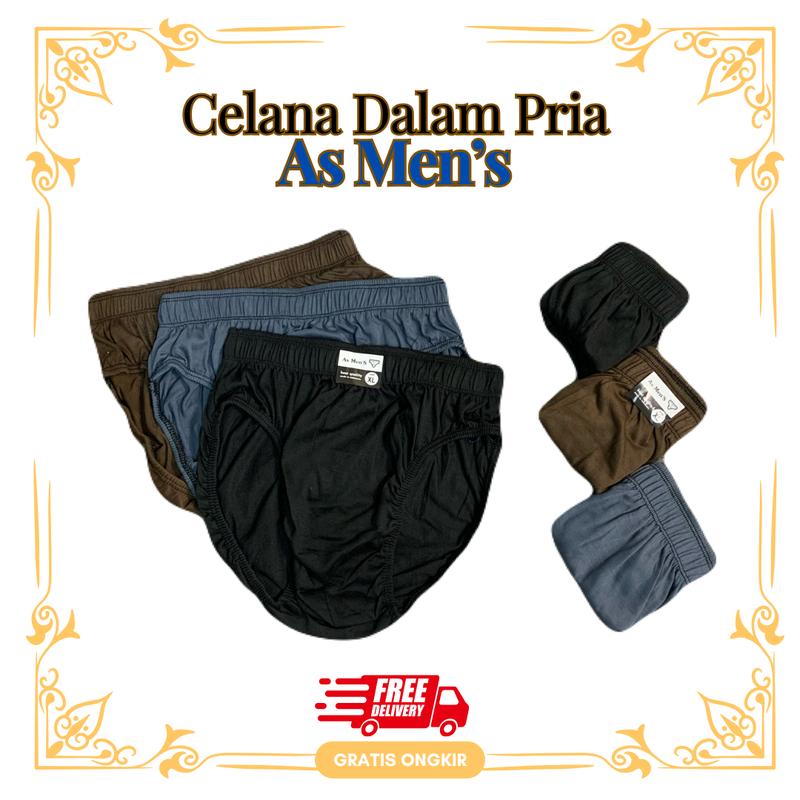 6 Pcs Celana Dalam Pria Dewasa AssMan's Warna Gelap Bahan Katun Cowok 2