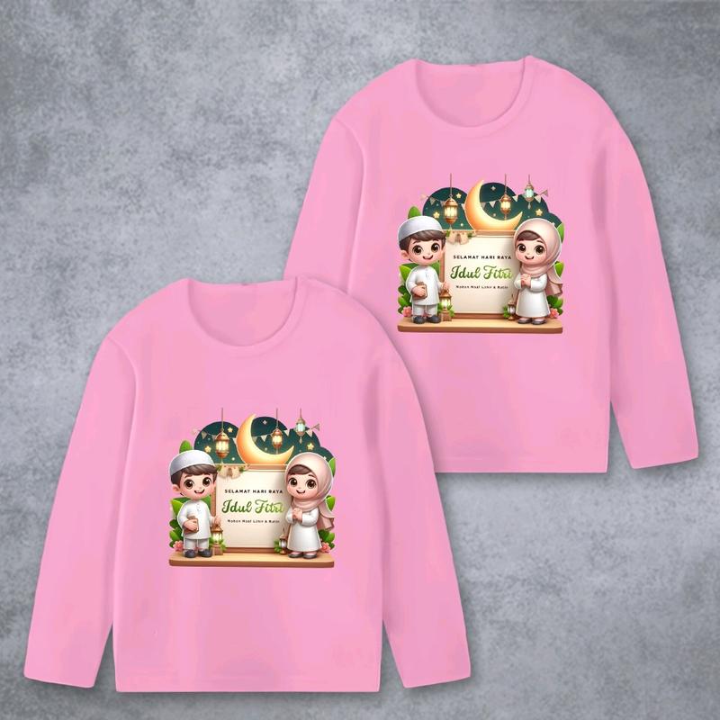 Baju Kaos Lengan Panjang Anak Cewek Cowok Edisi Lebaran Idul Fitri - Fashion Anak Motif 4