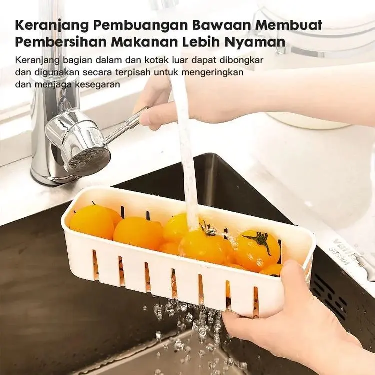Kulkas Kotak Penyimpanan Makanan Daging Daging Frozen -Kotak Dapur Buah dan Drainase Sayuran Keranjang Peningkatan Kapasitas Menguras Kotak Penahan Segar 3