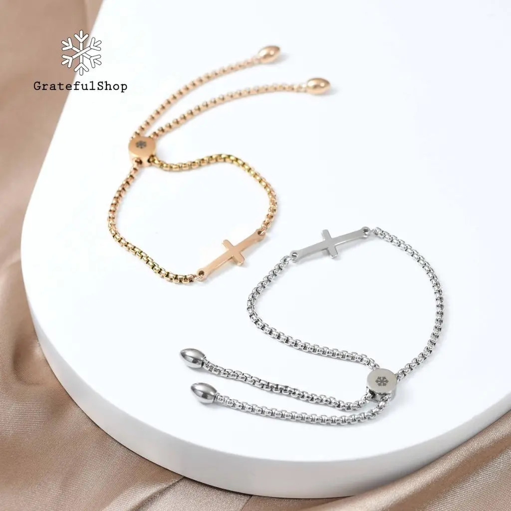 GELANG SALIB GALILEA silver/ROSEGOLD (CROSS BRACELET GALILEA) STAINLESS STEEL/ ANTI KARAT bracelets jewellery Silver
