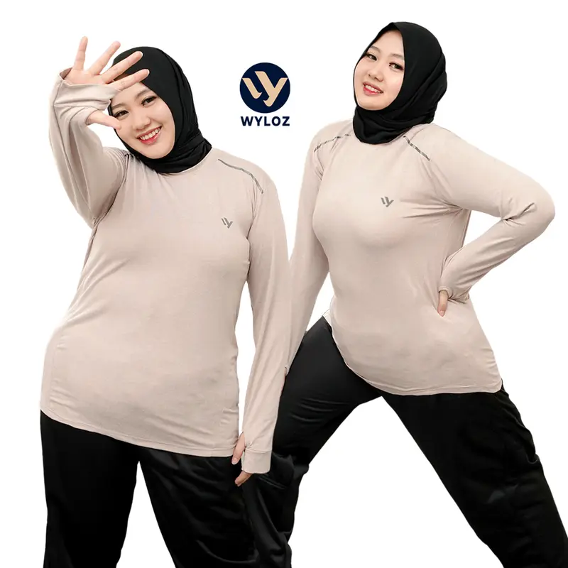 WYLOZ Baju Kaos Olahraga Panjang Dry Fit Lari Sport Export Wanita Pink 5