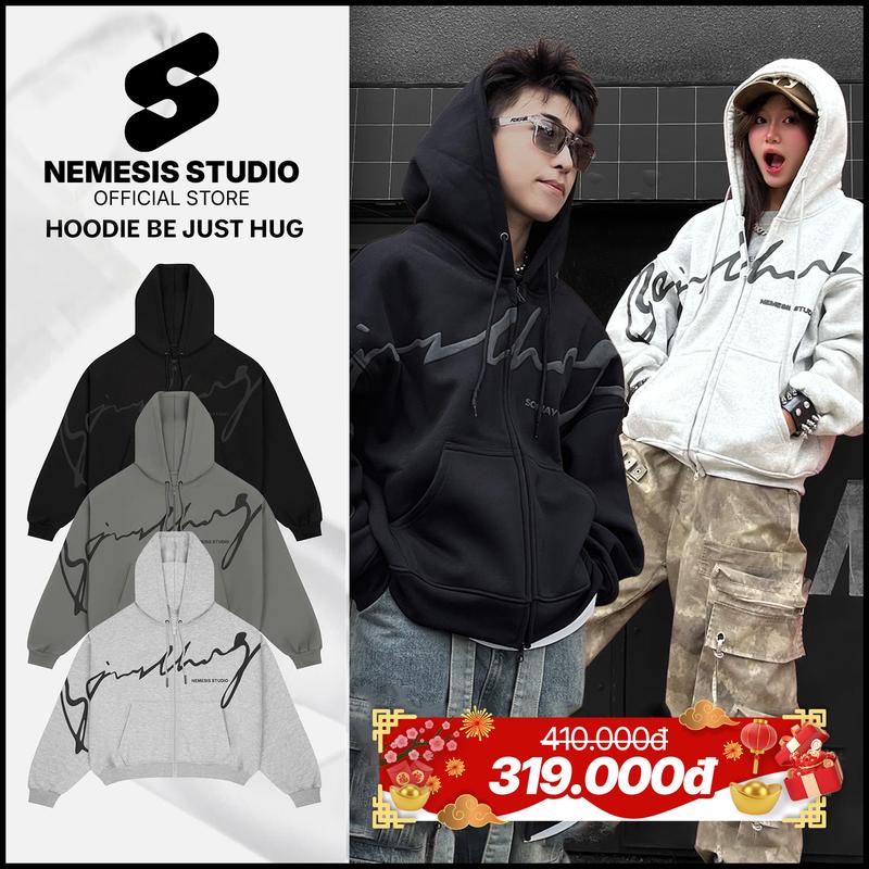 MÀU MỚI Nemesis Studio | Áo khoác hoodie zip dây kéo 2 đầu chất nỉ bông dày dặn nam nữ mặc cặp đôi local brand form rộng boxy mũ to giữ ấm thu đông unisex