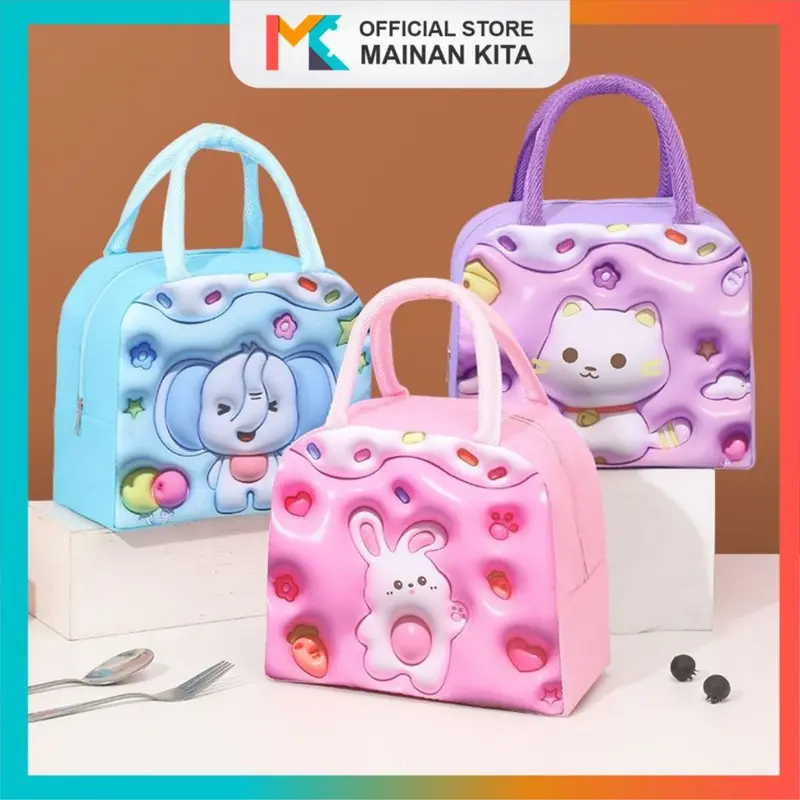 MK518 Tas Bekal Anak / Tas Tempat Pelindung Makan Motif Kartun Portabel / Lunch Bag Anak Sekolah Karakter 0