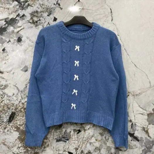 Atasan Rajut Cable variasi pita Atasan Rajut Crop top wanita Knitwear 1