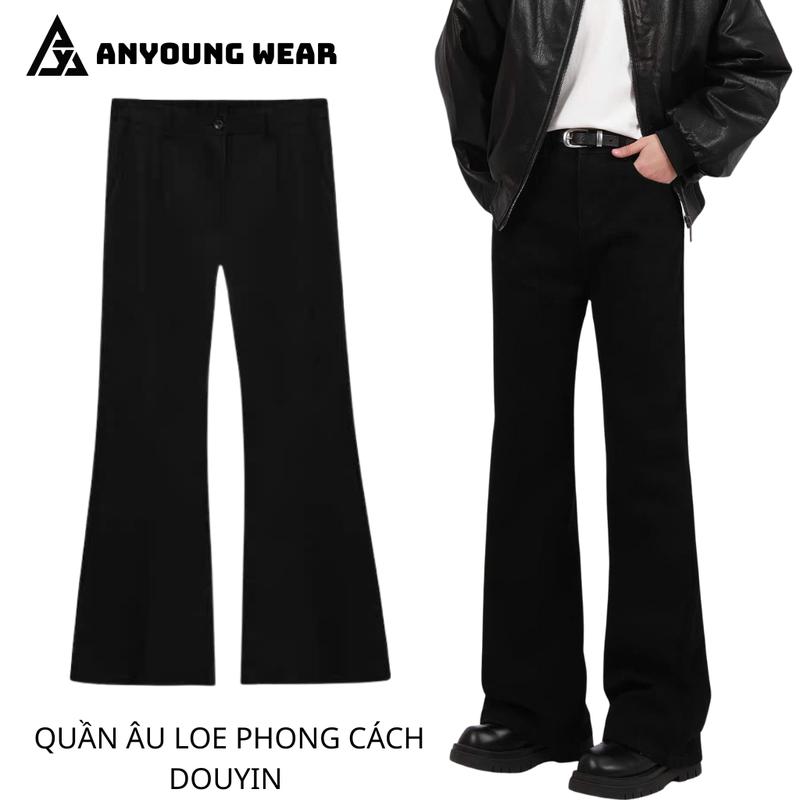  Quần Tây Ống Loe Nam Basic Anyoung Quần Âu Tôn Dáng Phong Cách Douyin Phủ Giày Chất Vải Vitex Menswear Pants quần  âu 