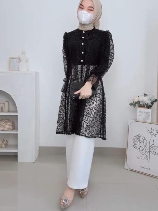 Anaya Outer Dress-Brokat Outer-Rompi Brokat-Outer Kondangan Kekinian-Outer Tulle-Outer Tile Dotty-Rompi Tule-Cardigan Brokat- Cardigan Brokat Kondangan-Cardigan Brokat Kekinian-Vest Brokat Motif-Long Outer Tulle-Long Cardigan Kondangan-Long Brokat Premium 8