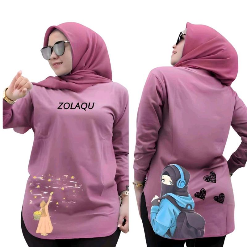 Kaos Wanita Zolaqu Original/Atasan Combed Lengan Panjang/Baju Muslimah Terlaris Katun Combed/Kaos Lengan Panjang Wanita Katun Tebal/Baju Basic Oblong Wanita Sablon Dewasa 0