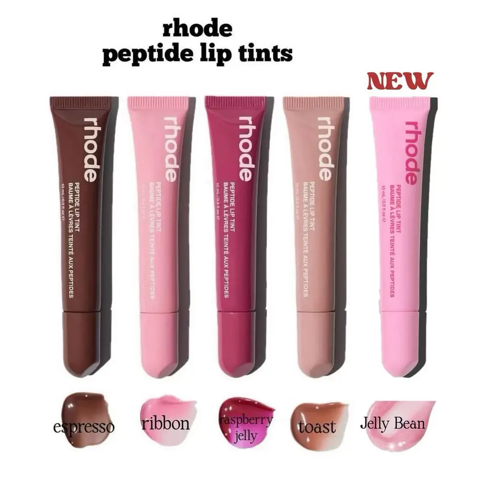 Rhode Hailey Peptide Lipstick Lip Moisturizing Tinted Lip Balm Raspberry Ribbon Toast Espresso Lip Gloss Lip Glaze Lipst