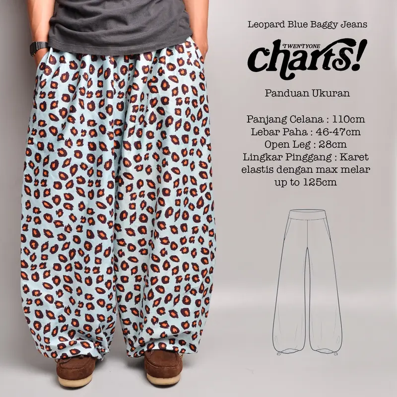 Charts Baggy Balon Pants Leopard Blue 3
