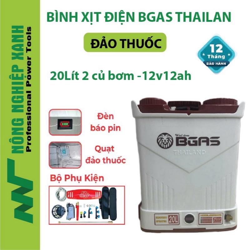 Bình phun thuốc sâu 20l 2 củ bơm Bgas 20C2 ắc quy 12V/12ah có đảo thuốc