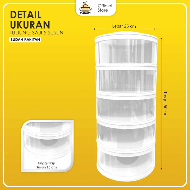 TUDUNG SAJI FOOD STORAGE PENYIMPAN MAKANAN ESTETIK 5 SUSUN RAKITAN 3
