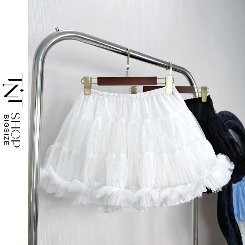 CHÂN VÁY LƯỚI BIGSIZE DÁNG NGẮN LƯNG THUN TNT SHOP BIGSIZE 60KG 90KG