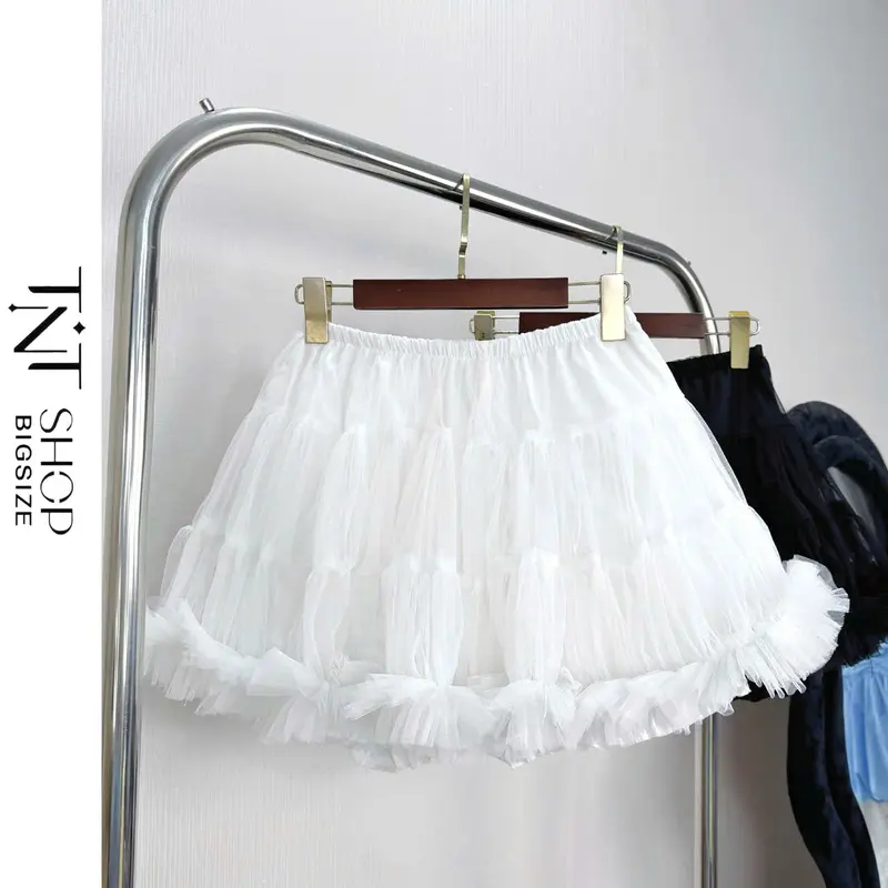 CHÂN VÁY LƯỚI BIGSIZE DÁNG NGẮN LƯNG THUN [TNT SHOP BIGSIZE 60KG 90KG] 4