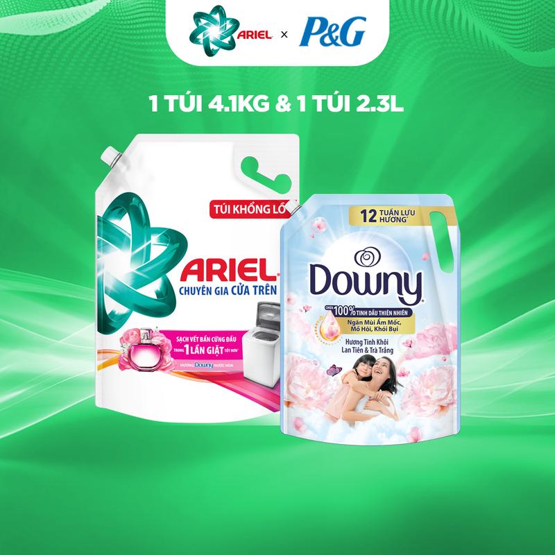 Combo Nước Giặt Ariel Cửa Trên & Cửa trước các loại hương nước hoa 3.7kg - 4.1kg & Nước xả vải Downy Tinh Khôi 2.3L