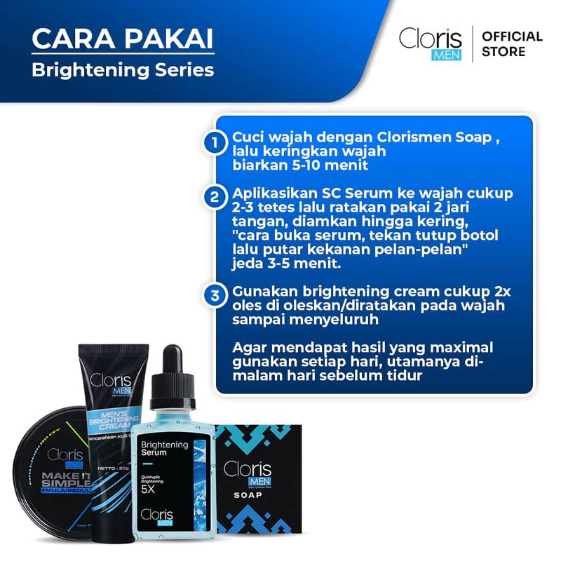 Product Introduction of Clorismen Paket Brightening Series Skincare Perawatan Mencerahkan & Memutihkan Wajah Pria Membersihkan Flek Hitam Komedo 5