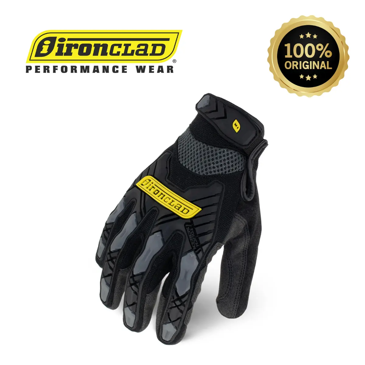 IRONCLAD Command Impact Work Gloves, Touch Screen Gloves Conductive Palm & Fingers, Impact Protection, Machine Washable - BLACK