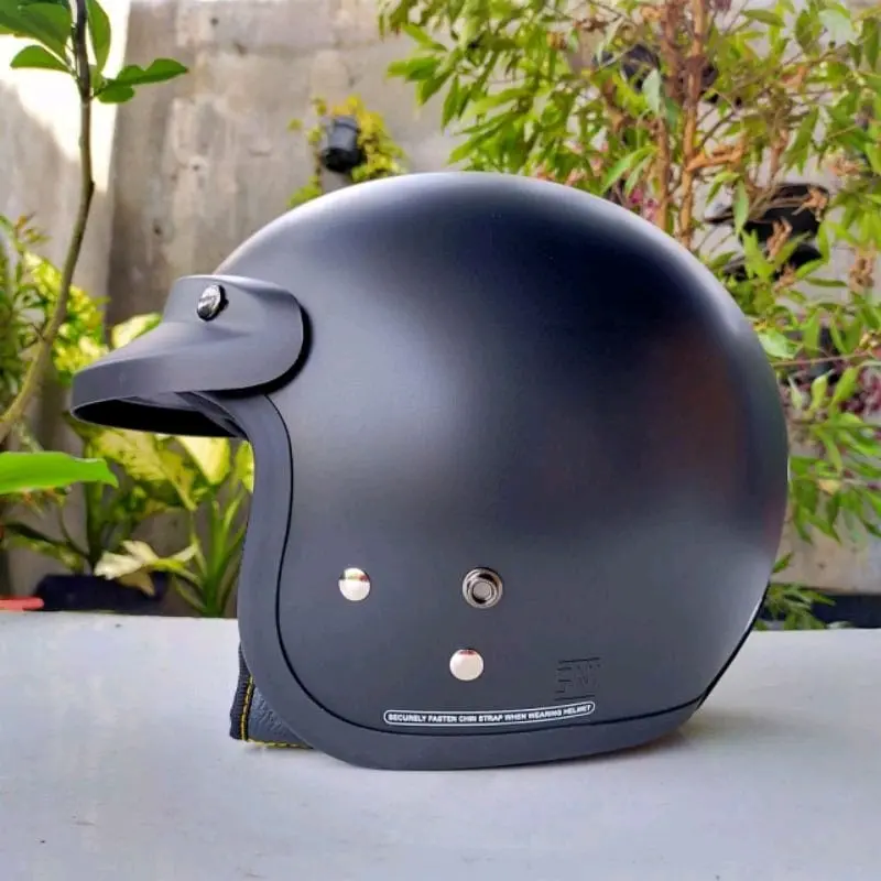 HELM CARGLOSS RETRO DEWASA PRIA WANITA SNI HITAM DOFF KACA DATAR Motorcycle Motor Sepeda 4