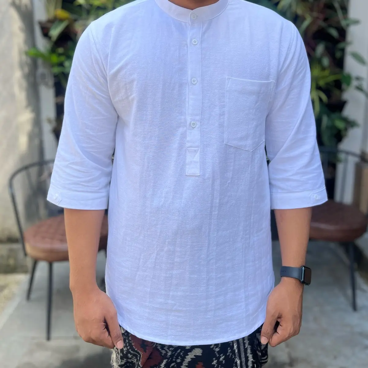Kemeja art bahan semi linen krikel