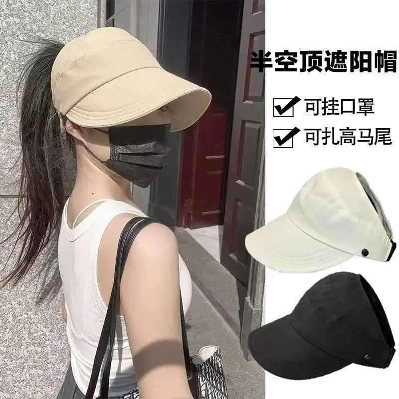 Mũ Bucket Hở Chóp Có Nút Cài Khẩu Trang, Chống Nắng Chống Tia UV