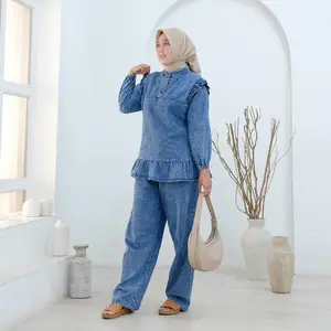 Zifana~Olla Setelan Jeans Wash Wanita Dewasa Terbaru Busui Friendly