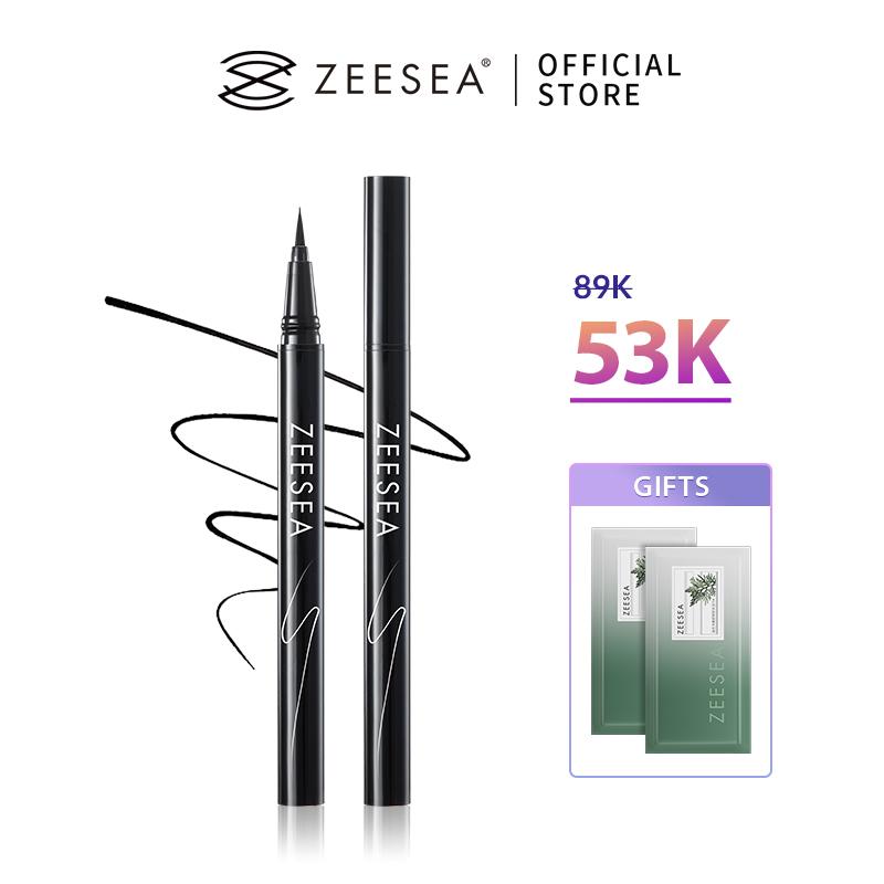 【senabeauty x ZEESEA Bút Kẻ Mắt Chống Nước, ZEESEA, Lâu Trôi, Nhanh Khô, Dễ Sử Dụng, 0.55ml/1pcs + [Free Gift]Khăn tẩy trang 2pcs